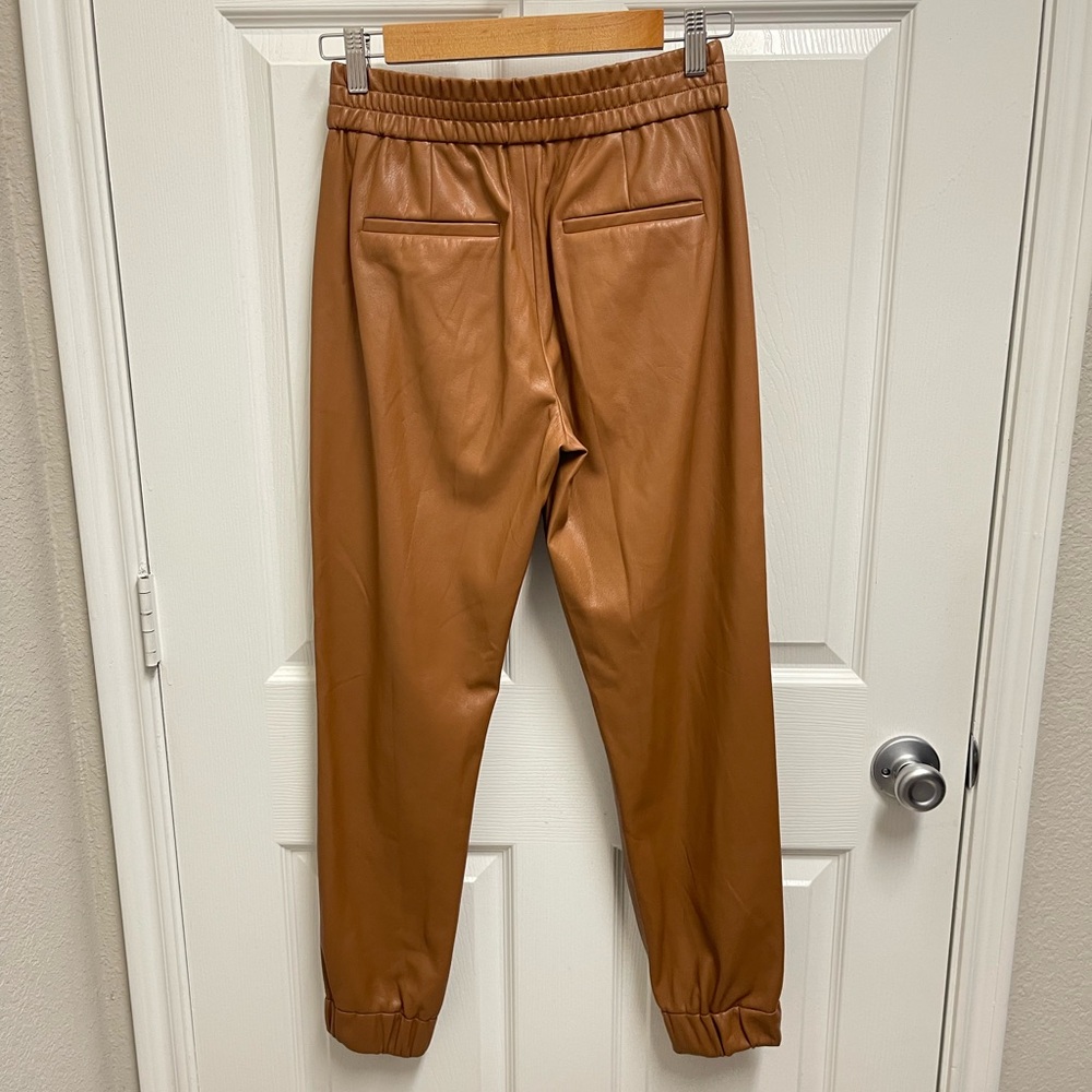 Alice + Olivia Camel Brown Faux Leather Joggers - Picture 10 of 12